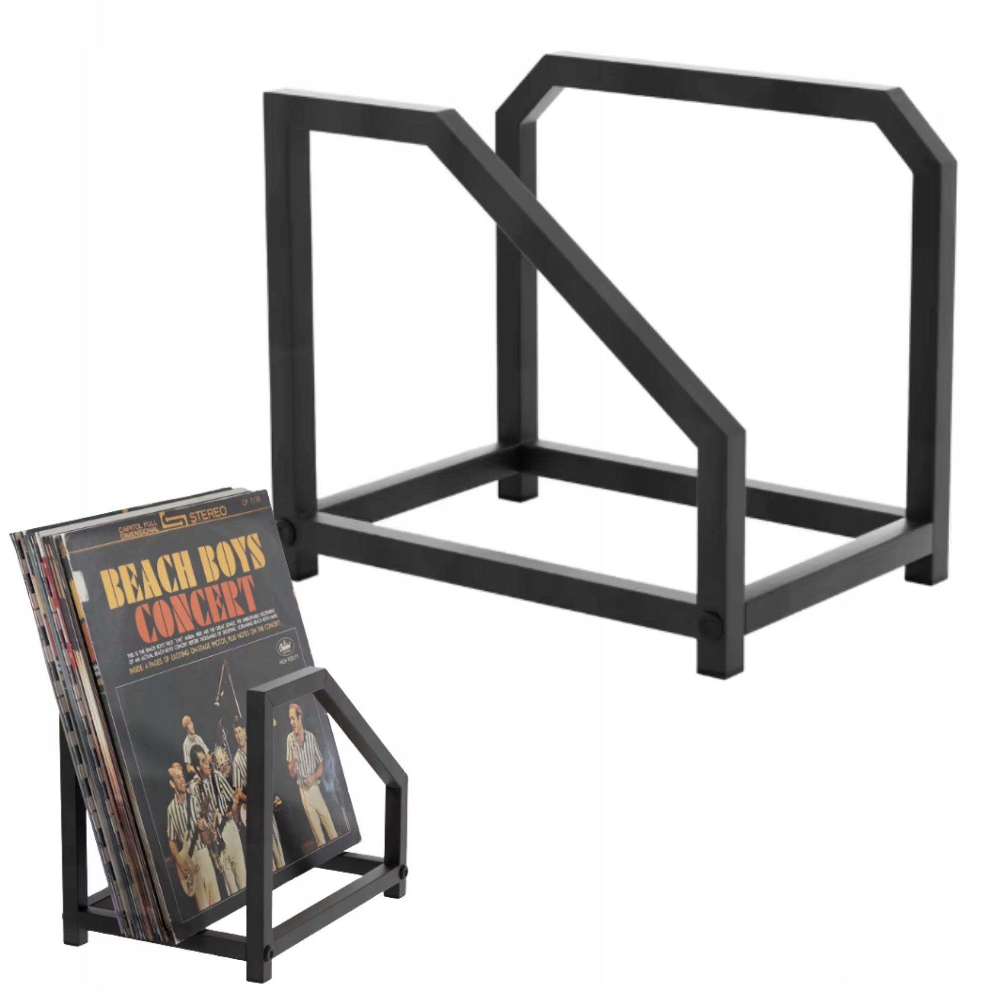 METAL VINYL STAND VINYL PLATES TURNTABLE ORGANIZER BLACK BOOKCASE
