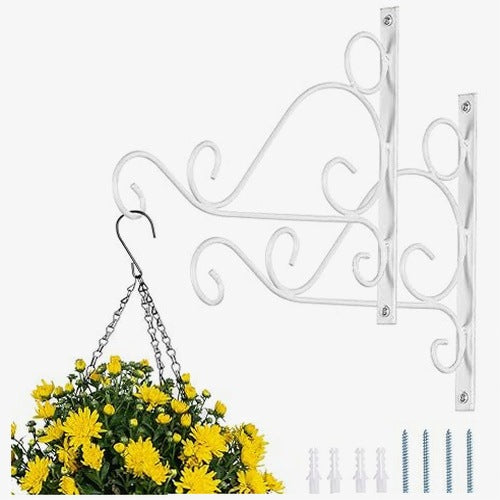METAL WALL BRACKET FOR HOME GARDEN PLANTS SET OF 2 PIECES STEEL