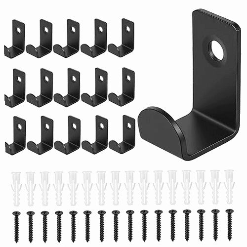 METAL WALL HANGERS BLACK SET OF 16 FOR CLOTHES HOOKS