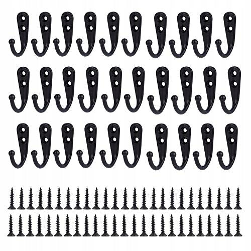 METAL WALL HOOKS BLACK 30 PCS WITH SCREWS FOR TOOL CLOTHES Brand no brand