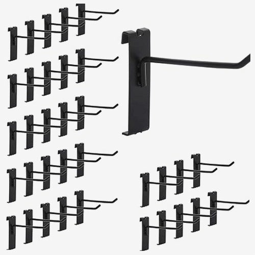 METAL WALL HOOKS BLACK FOR PANELS 15CM SET OF 35 PIECES METAL