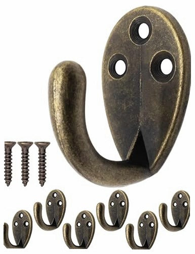 METAL WALL HOOKS VINTAGE BRONZE FOR TOWEL CLOTHES 6 PIECES METAL