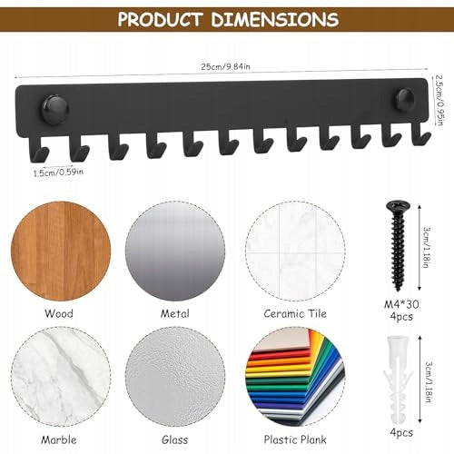 METAL WALL JEWELRY ORGANIZER BLACK 2 PIECES 24 HOOKS Manufacturer code Bez marki