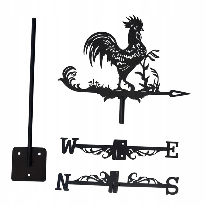 METAL WINDMILL BLACK ROOSTER DECORATIVE WIND DIRECTION MEASUREMENT Manufacturer no brand