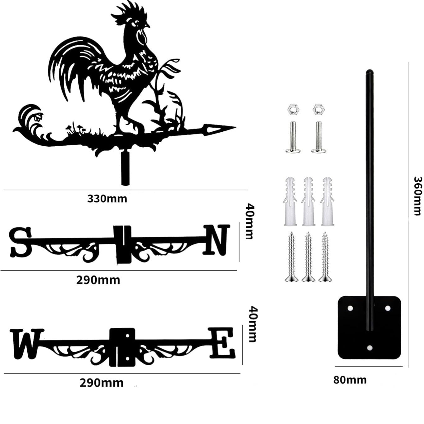 METAL WINDMILL FOR ROTARY ROOF ROOSTER WIND DIRECTION INDICATOR BLACK Manufacturer no brand