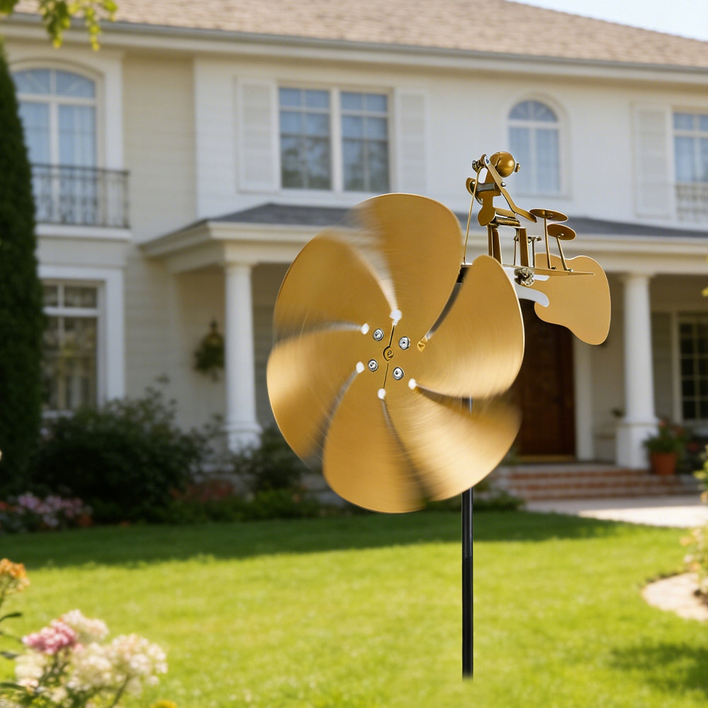 METAL WINDMILL ROCK DRUMMER STEAMPUNK FOR GARDEN, TERRACE, BALCONY Weight 0.46 kg