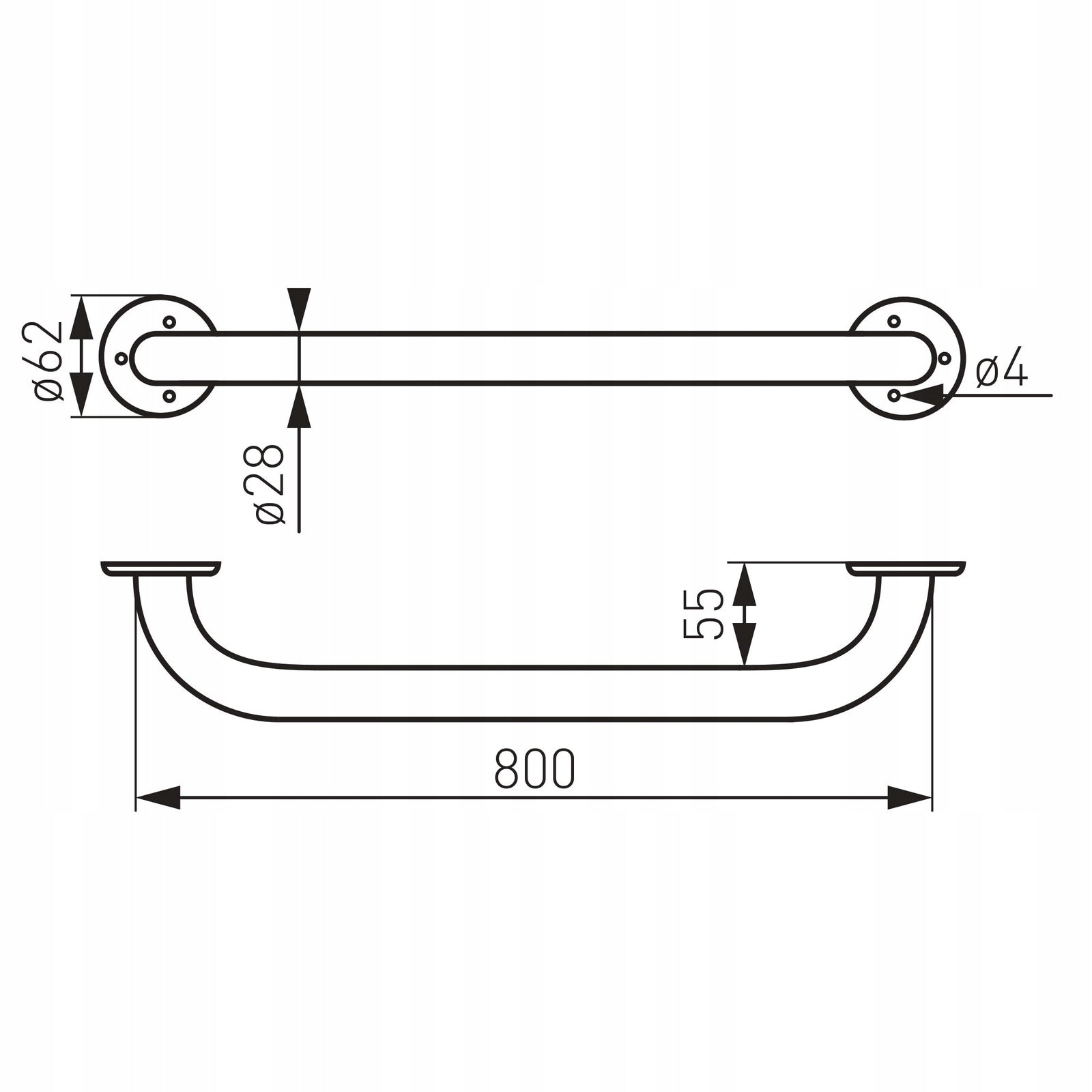 Fester Griff Ferro, 80 cm 