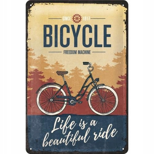 Metallplatte 20 x 30 cm, Bicycle Life ist eine schöne Fahrt 