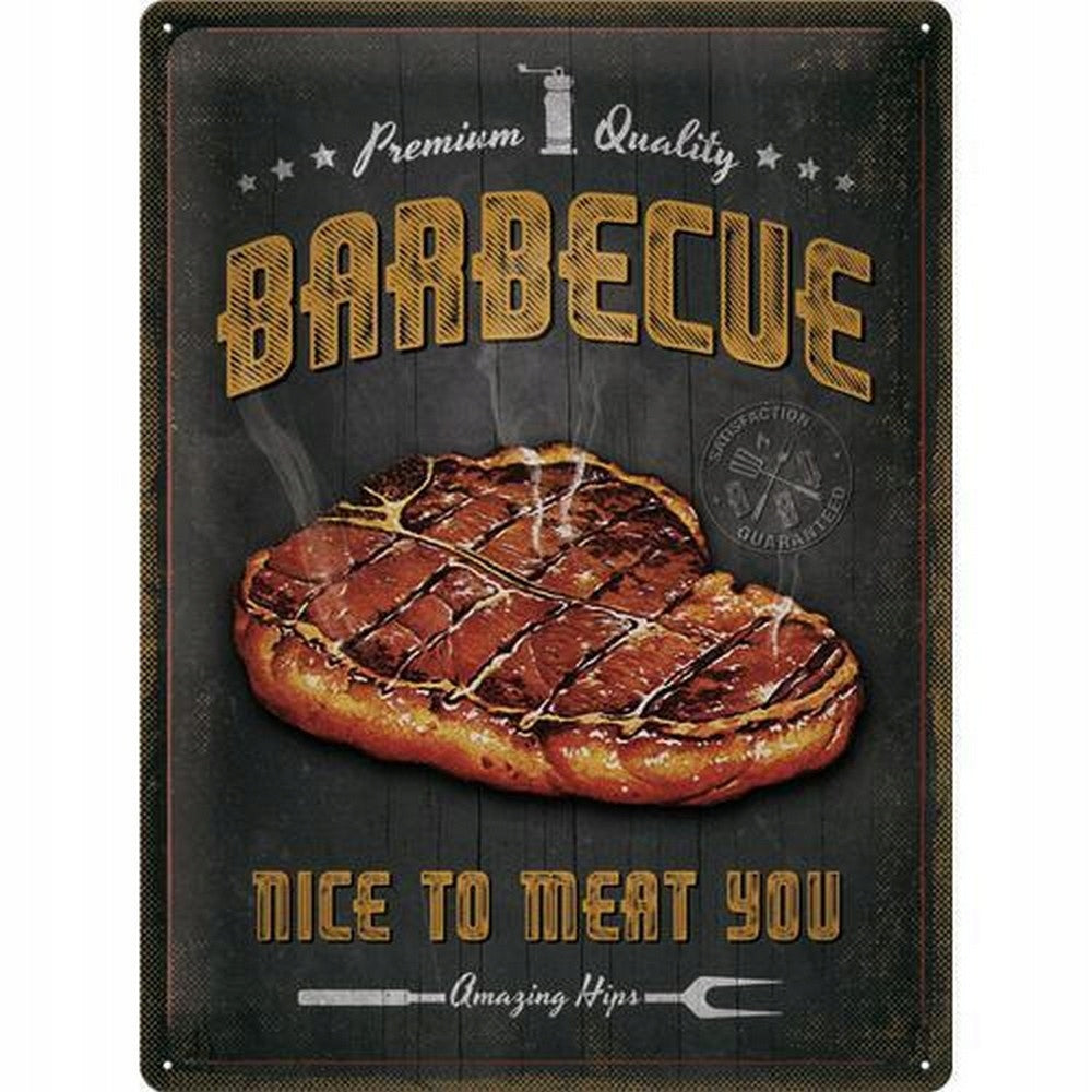 Metallplatte 30 x 40 cm / Barbecue Nice To Meat You 