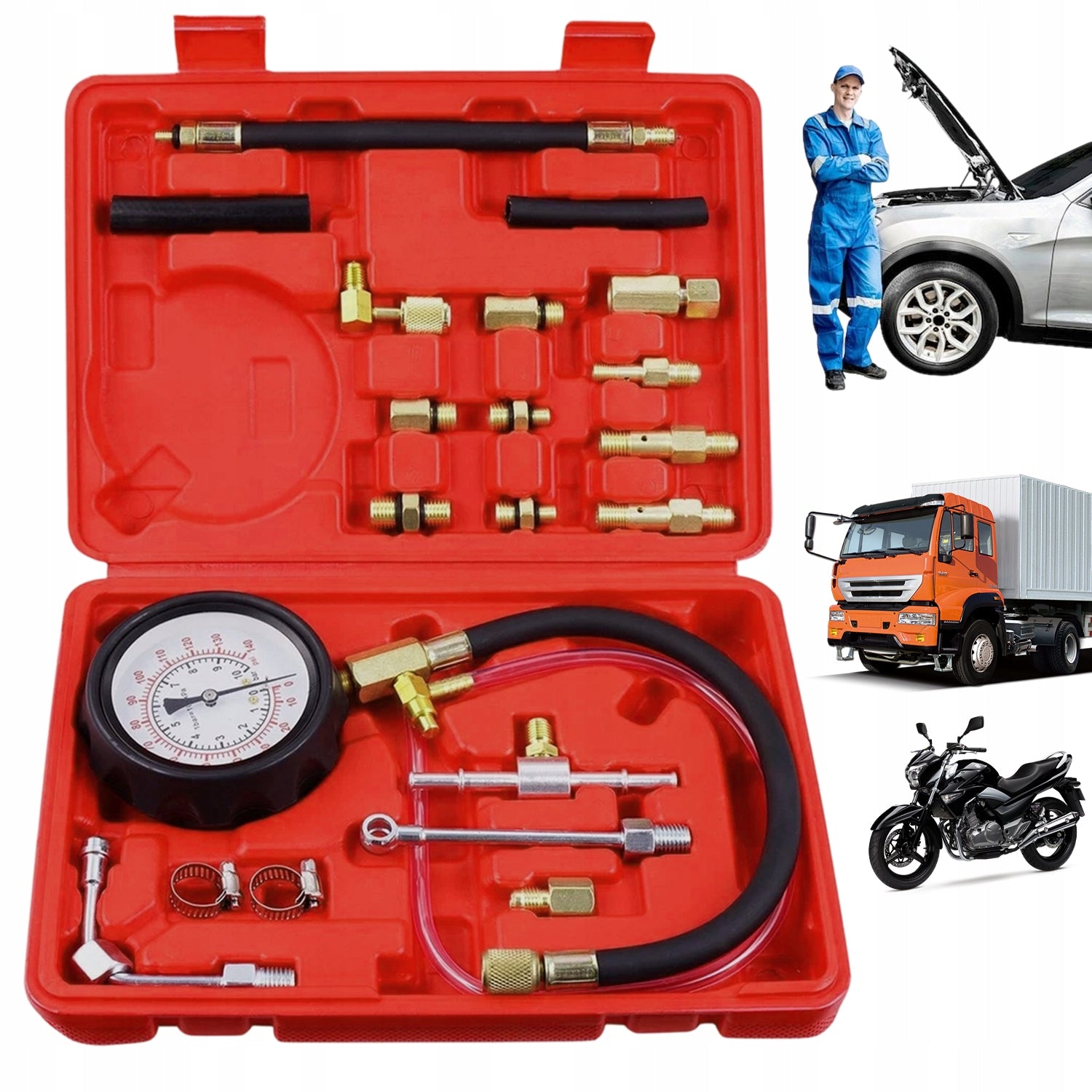 METER COMPRESSION PRESSURE TESTER INJECTION LEVEL ENGINE GASOLINE