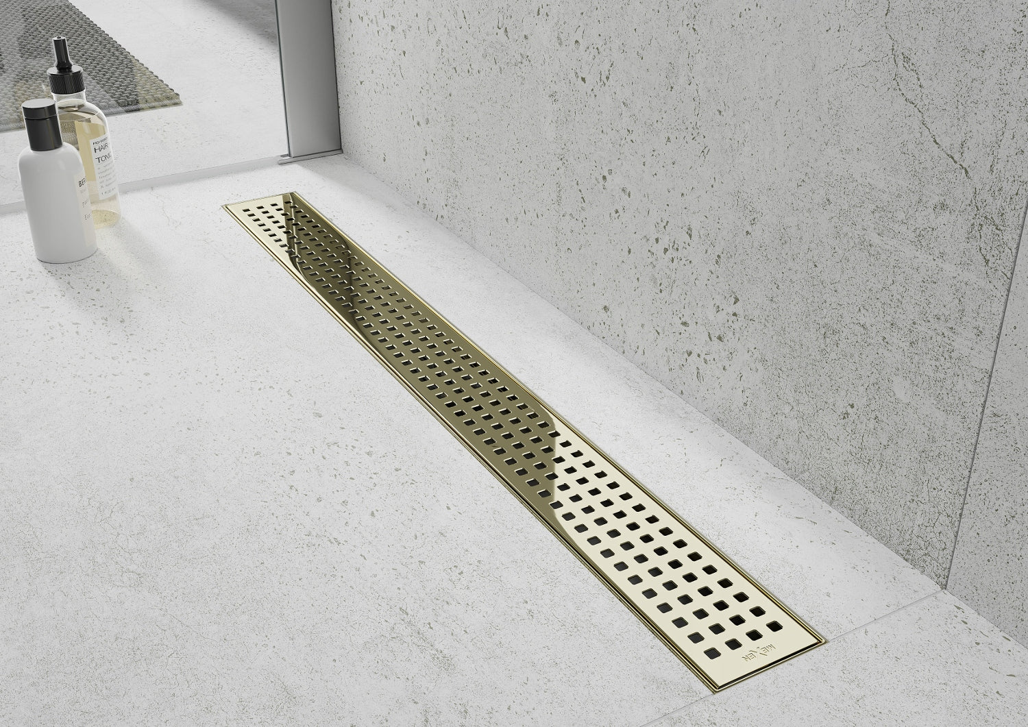 Dušo latakas Mexen Flat Square, Gold, 100 cm