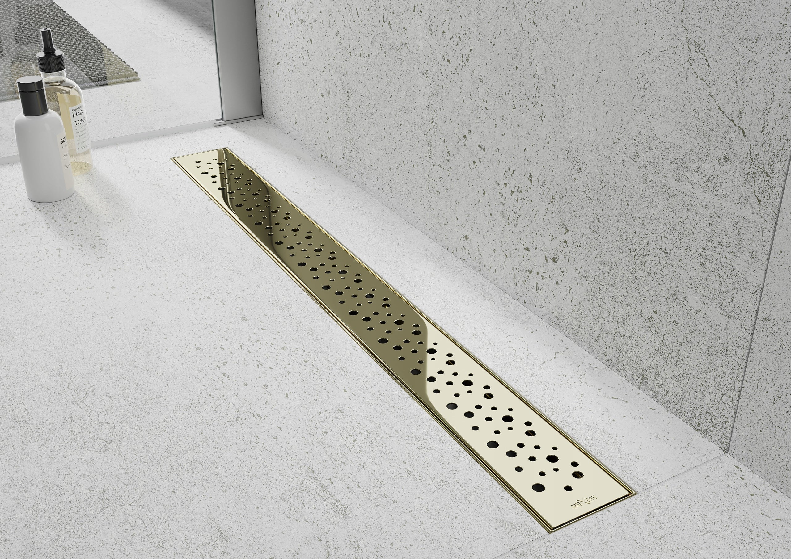 Dušo latakas Mexen Flat Dots, Gold, 100 cm