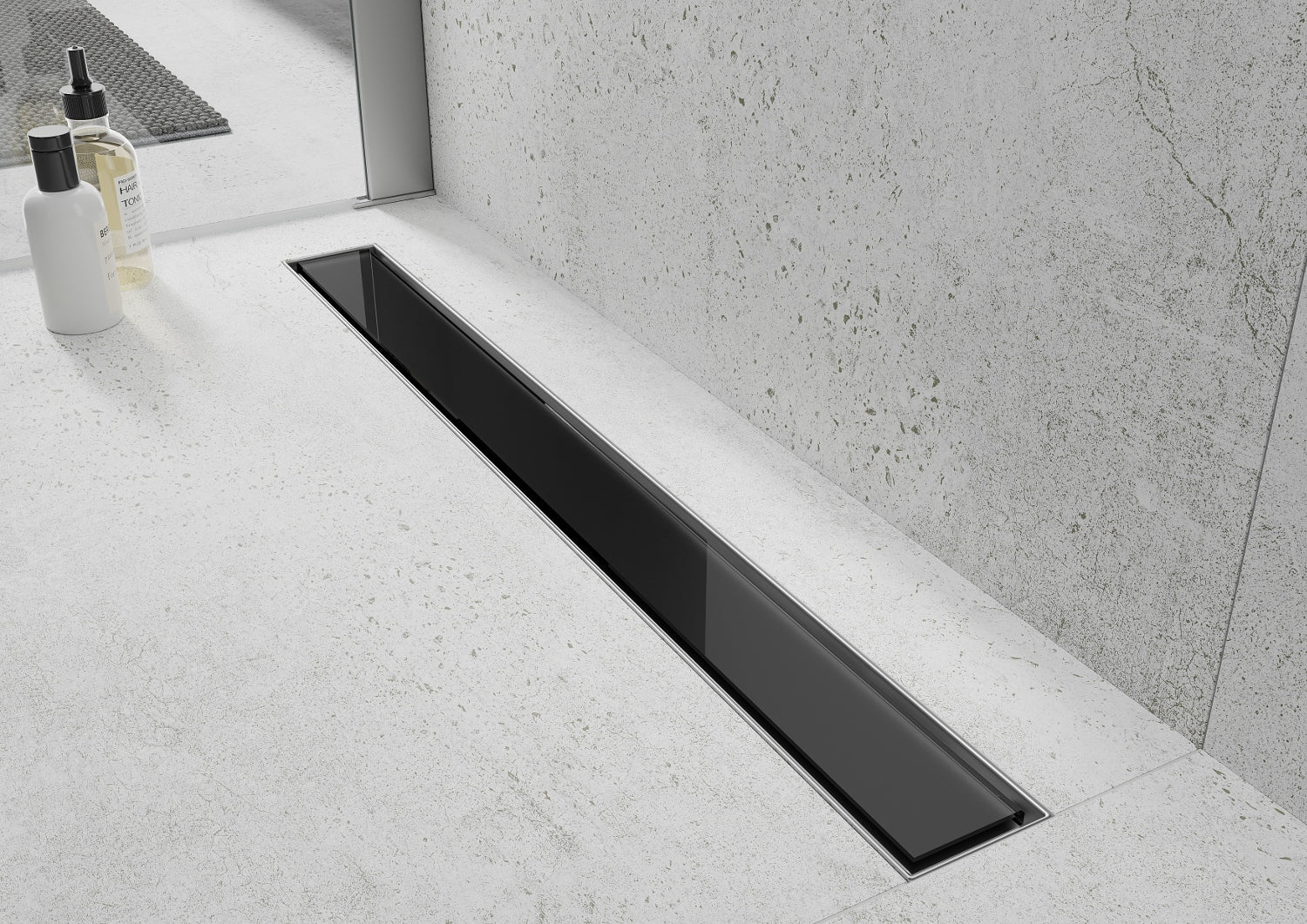 Dušo latakas Mexen Flat 360, Chrome/Black Glass, 80 cm
