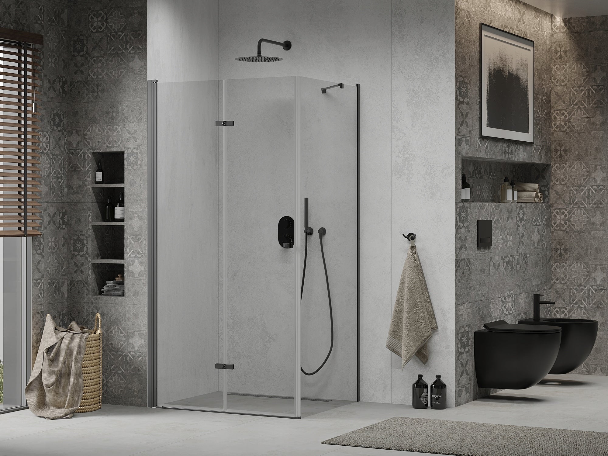 Dušo kabina Mexen Lima black mat 80x70,80,90,100,110,120 cm