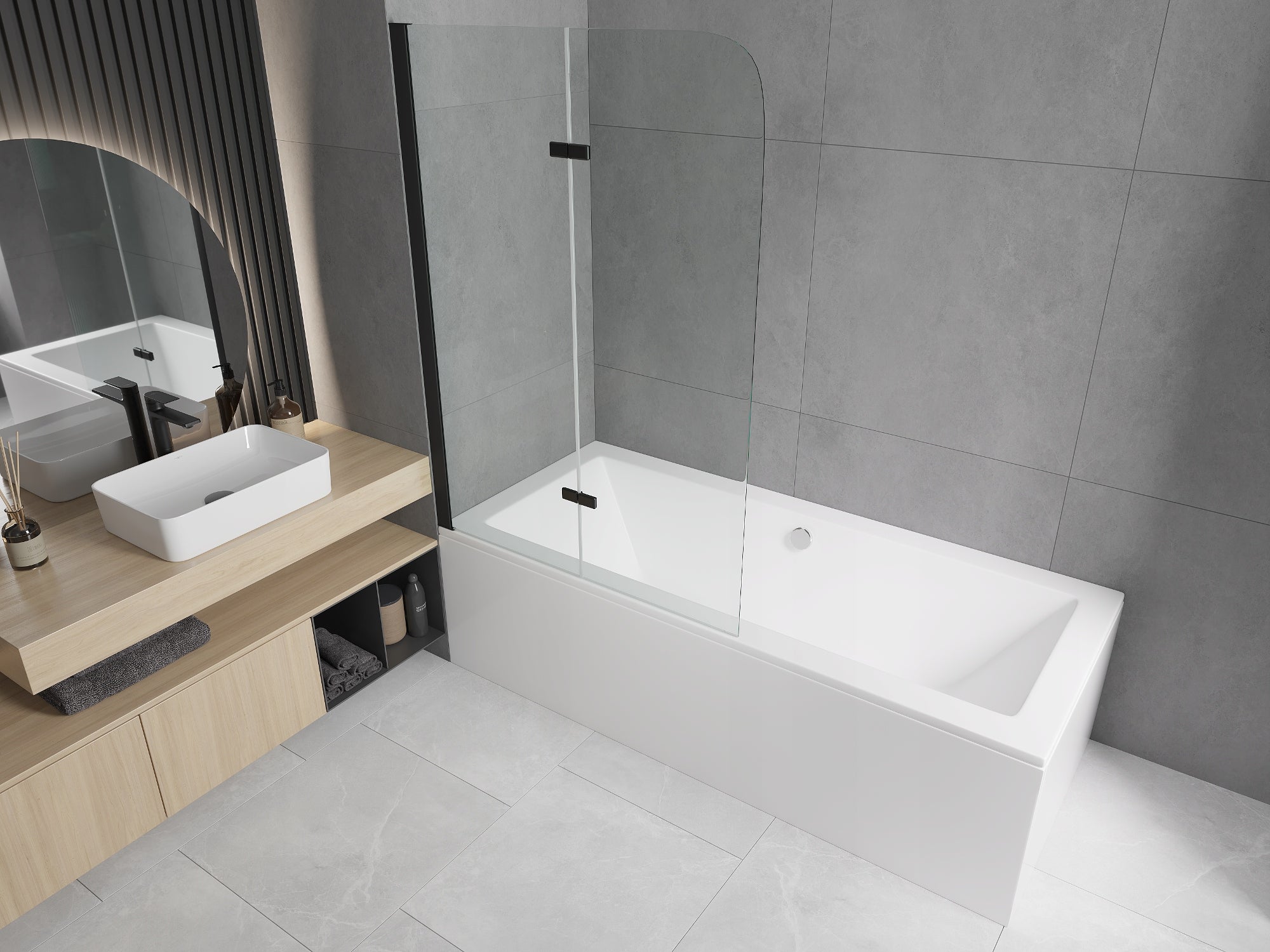 Badezimmerwand Mexen Felix II 80, 100 cm, schwarz 