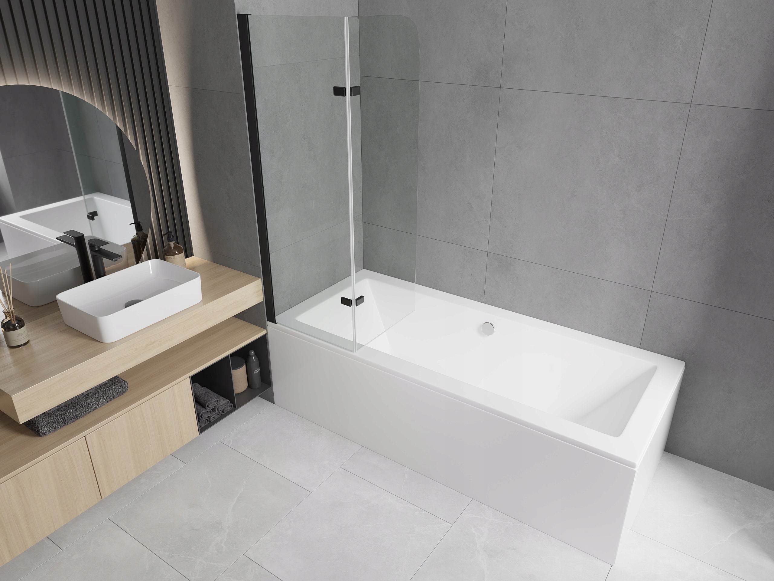 Badezimmerwand Mexen Felix II 80, 100 cm, schwarz 