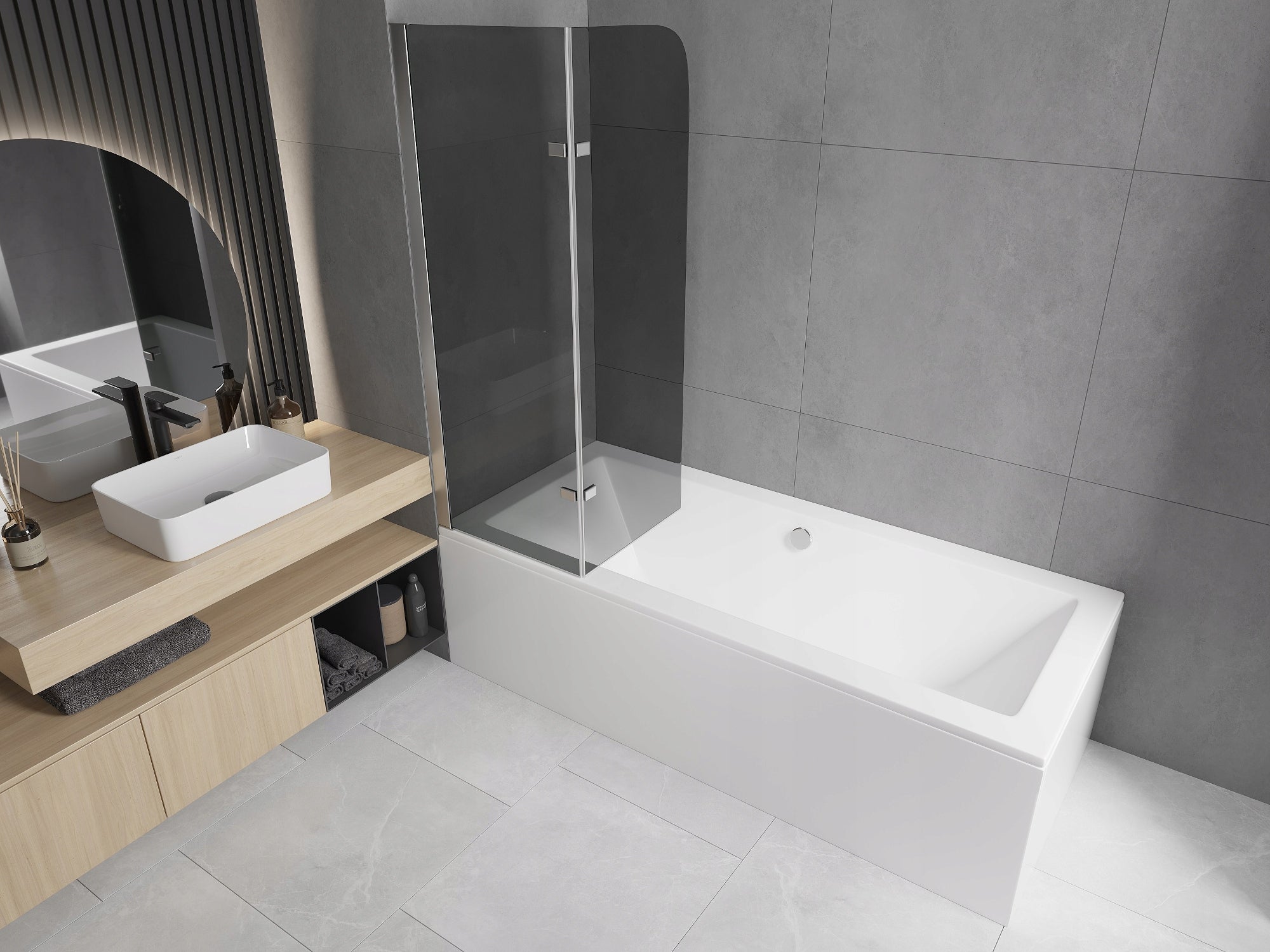 Badezimmerwand Mexen Felix II 80, 100 cm, grau 