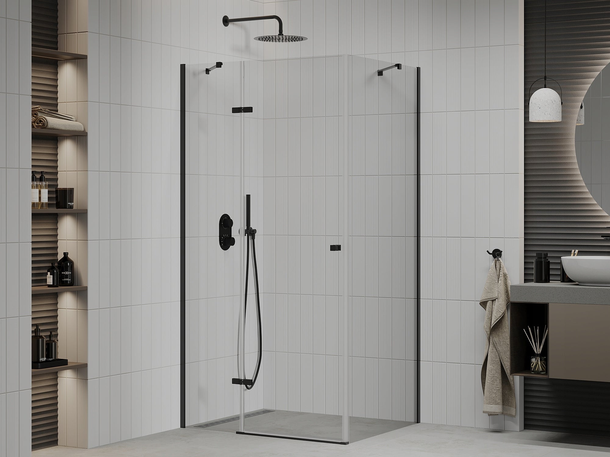 Duschkabine Mexen Roma 100x70,80,90,100,110,120 cm, schwarz 