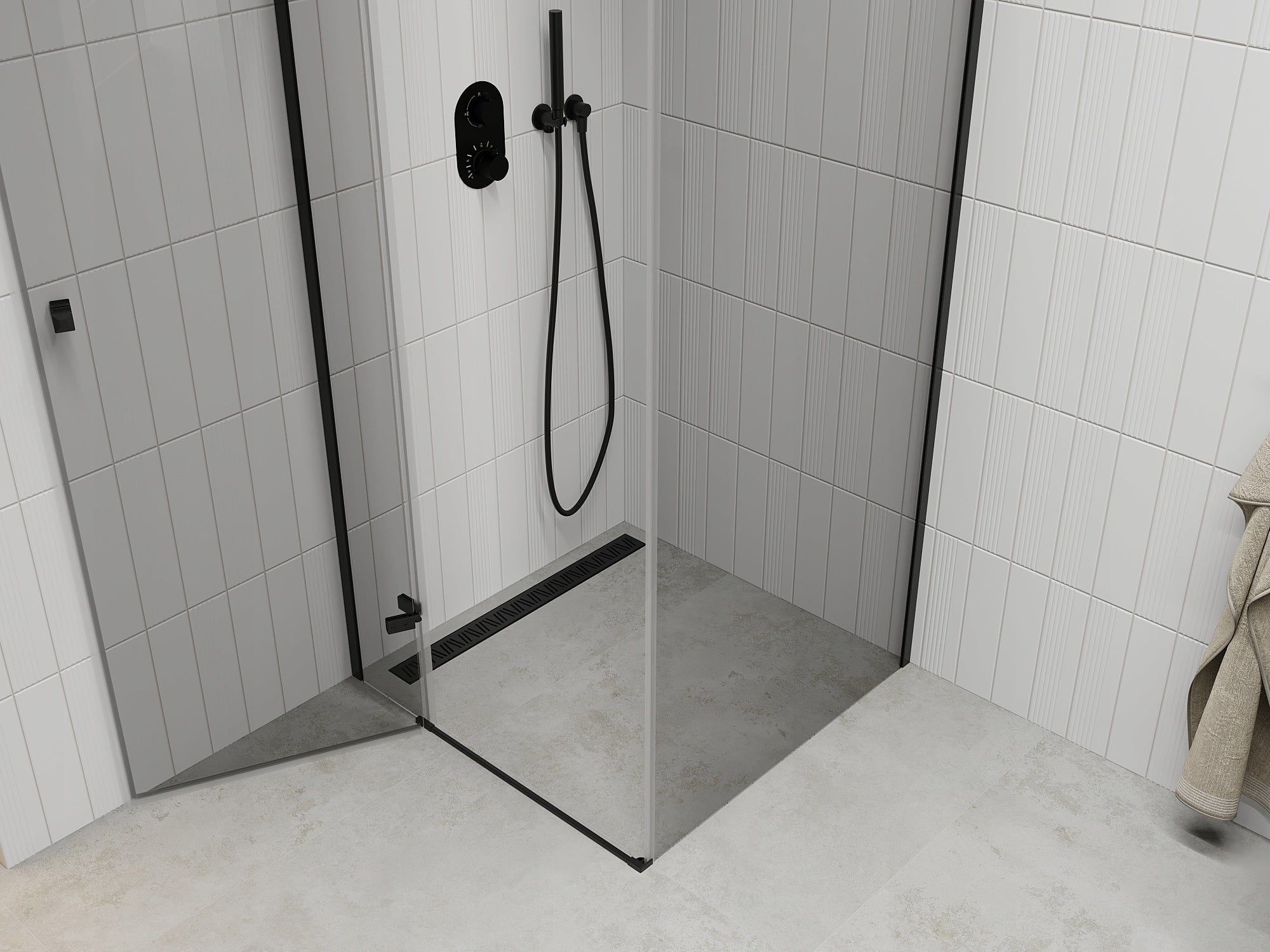 Duschkabine Mexen Roma 80x70,80,90,100,110,120 cm, schwarz 