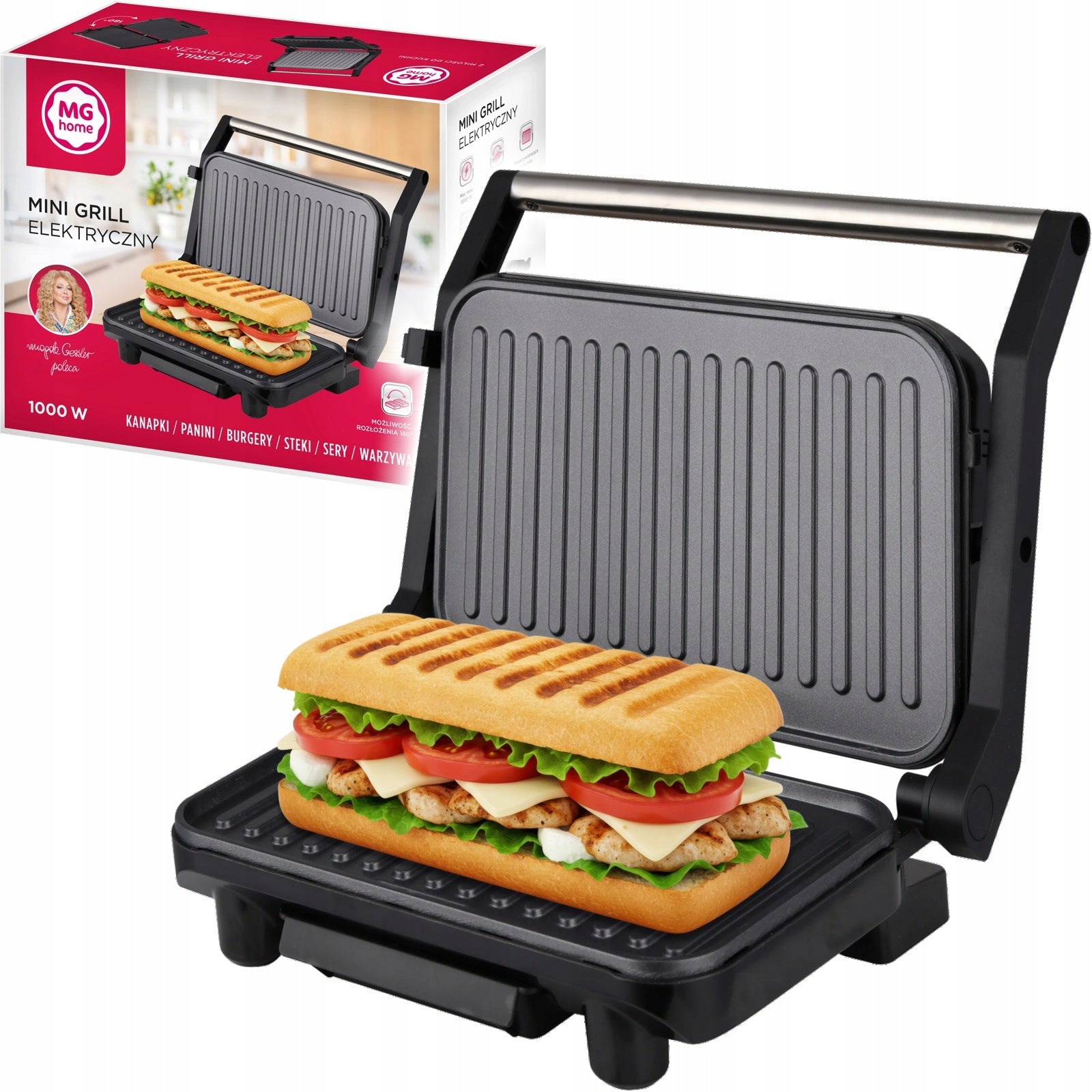 MG Home MINI GRIL BLACK electric PANINI 1000W non-stick