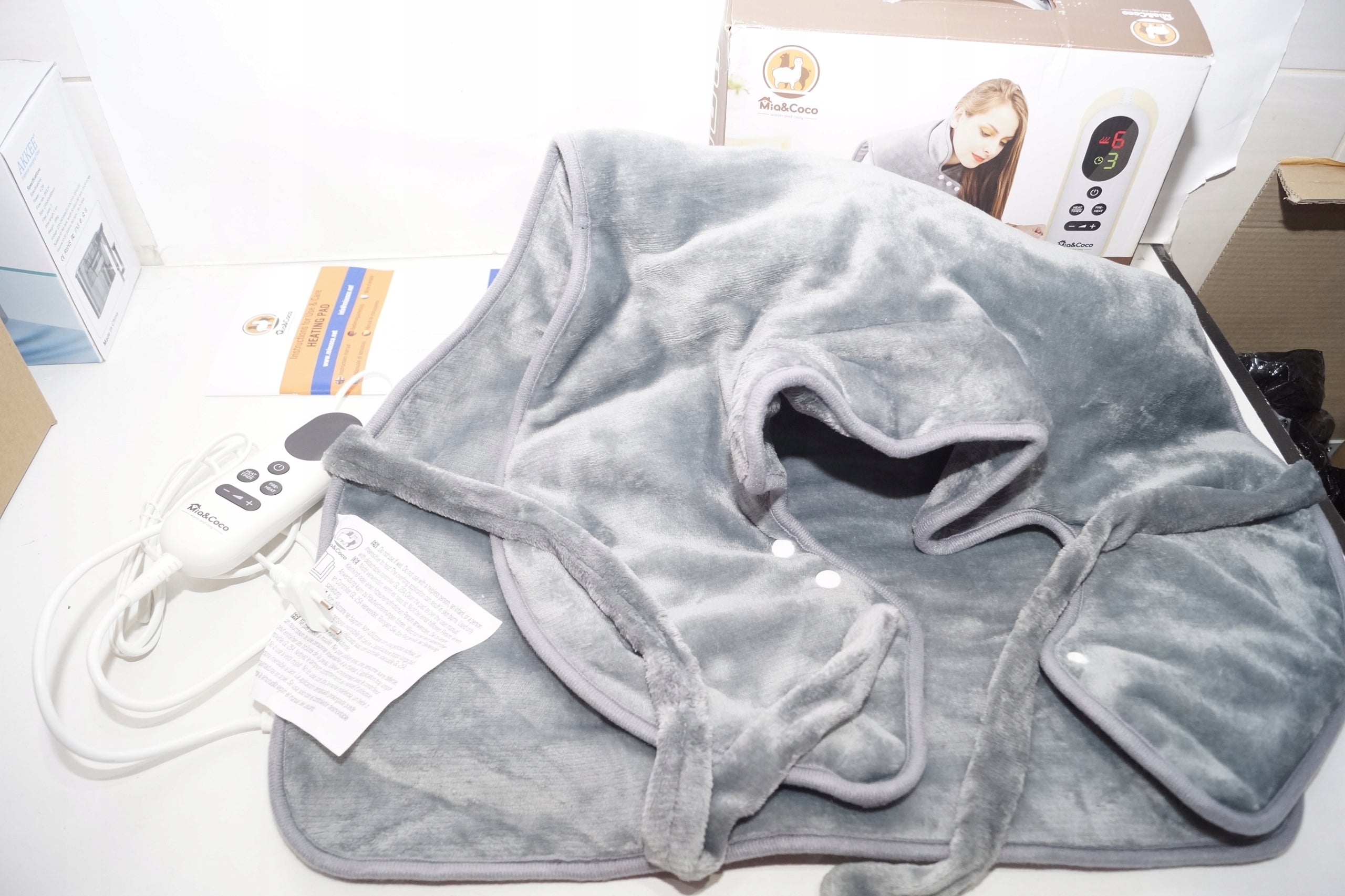 MIA&COCO Heated Back Cushion Shoulders Neck 6 Levels Grey