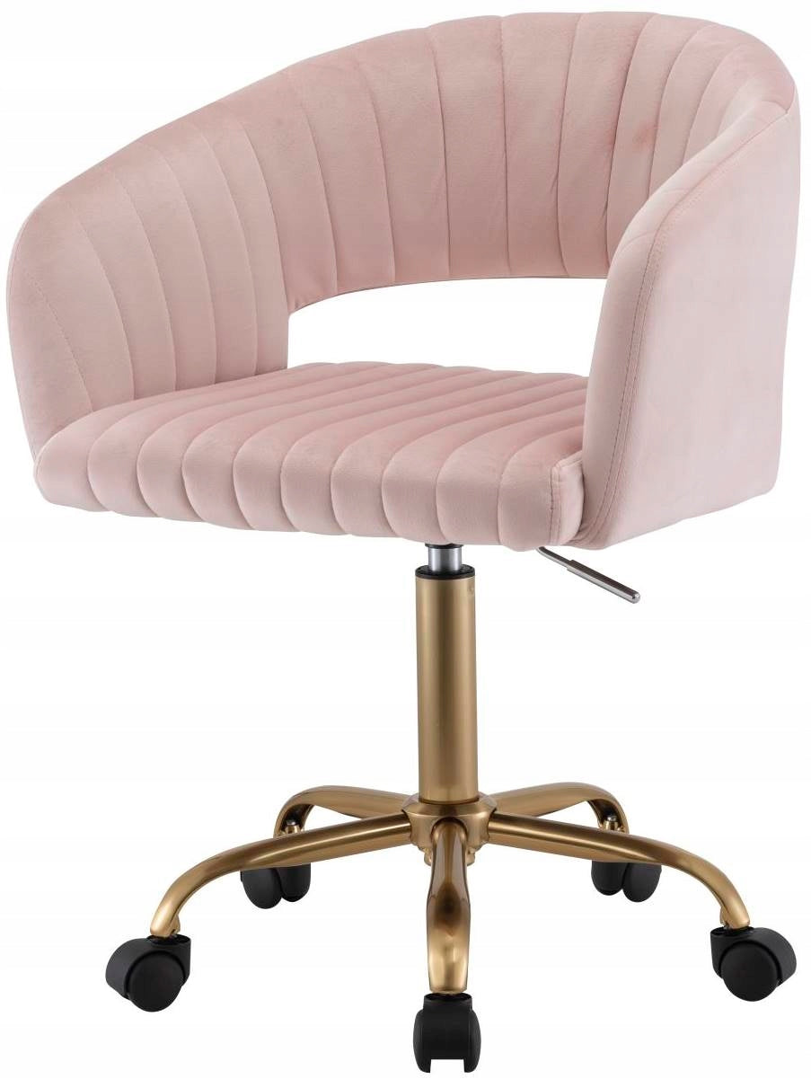 MICHEL Swivel Chair Pink Fabric Velvet Working Low Chair 120kg Brand no brand