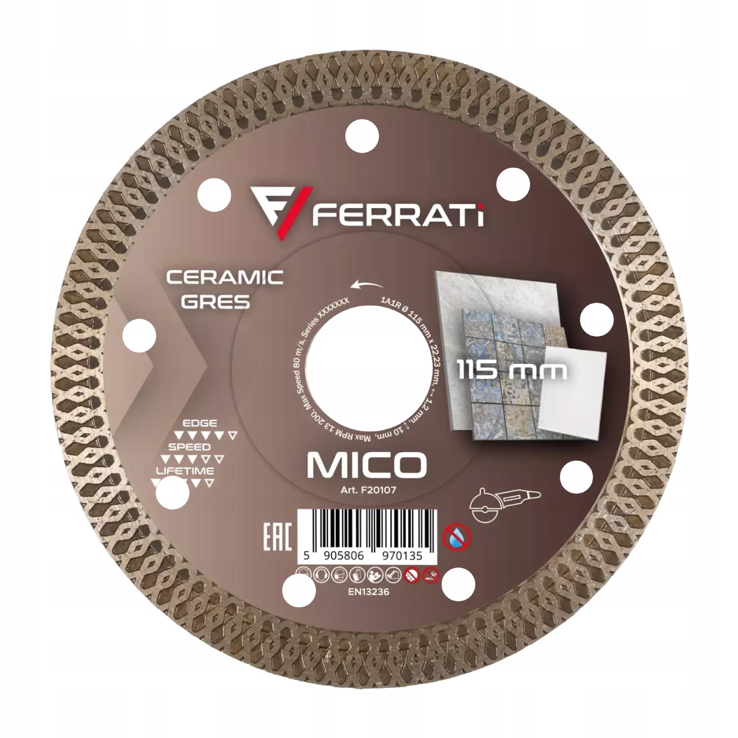 MICO diamond blade 115 mm for ceramic tile stoneware 22,23 mm thin RIM