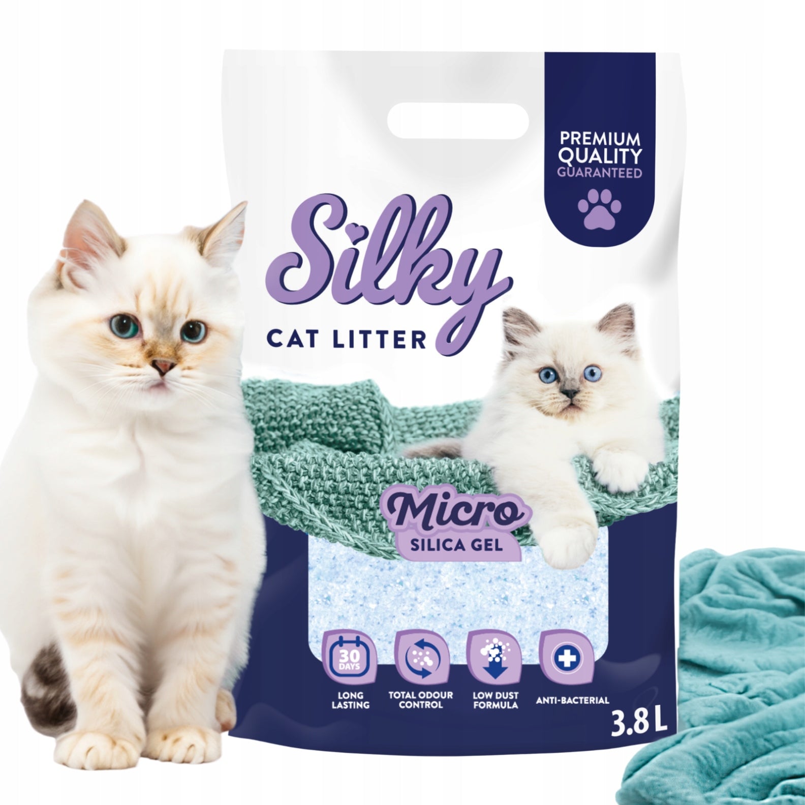 MICRO Cat litter SILKY 30,4L SET 8x3,8l litter box Kind silicone