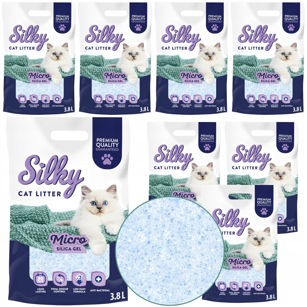MICRO Cat litter SILKY 30,4L SET 8x3,8l litter box
