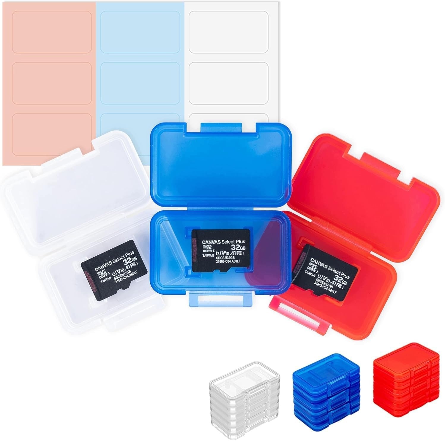 MICRO SD CARD CASE 18 PACKS 3 COLORS SET