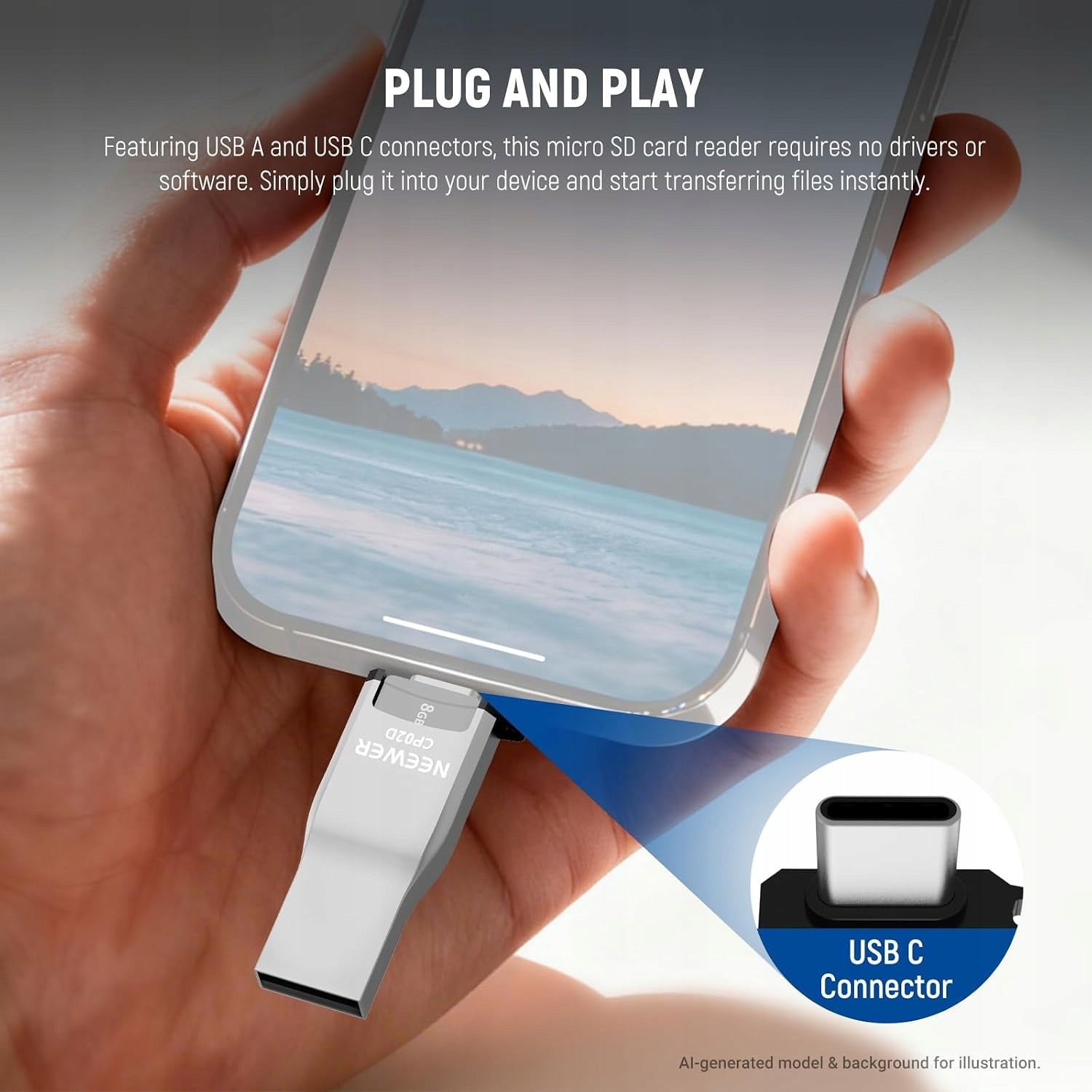 MICRO SD USB-C USB-A CARD READER 3.1 TO 200MB/S Kind CompactFlash