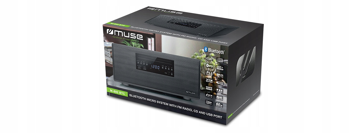 MICRO TOWER MUSE MINI TOWER WITH BLUETOOTH PLAYER CD MP3 USB RADIO Packaging status original