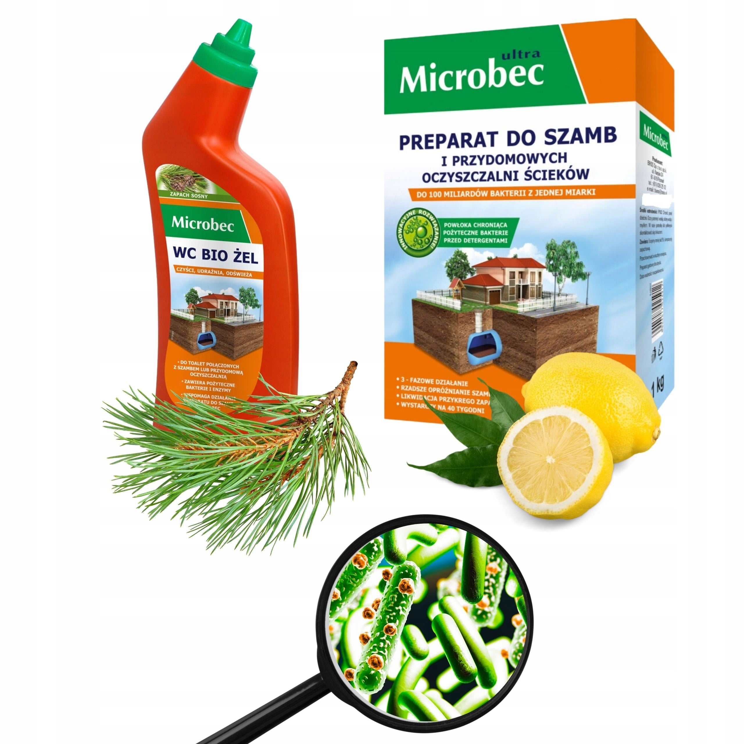 MICROBEC ULTRA BACTERIA FOR SEPTIC TANK 1KG LEMON SCENT + TOILET BIO GEL 500ML Manufacturer Bros