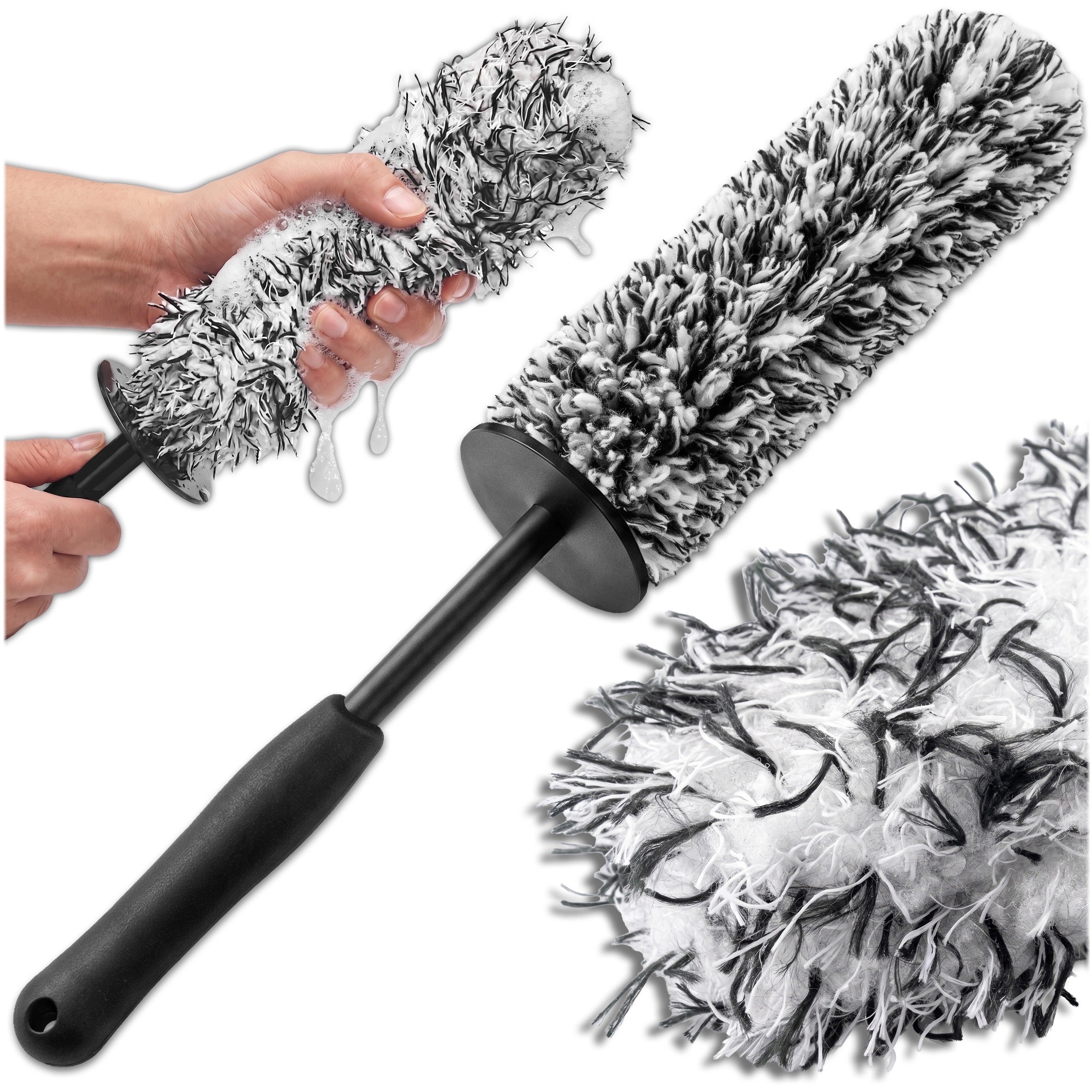 MICROFIBER CAR CLEANING RIM WASH BRUSH LONG HANDLE