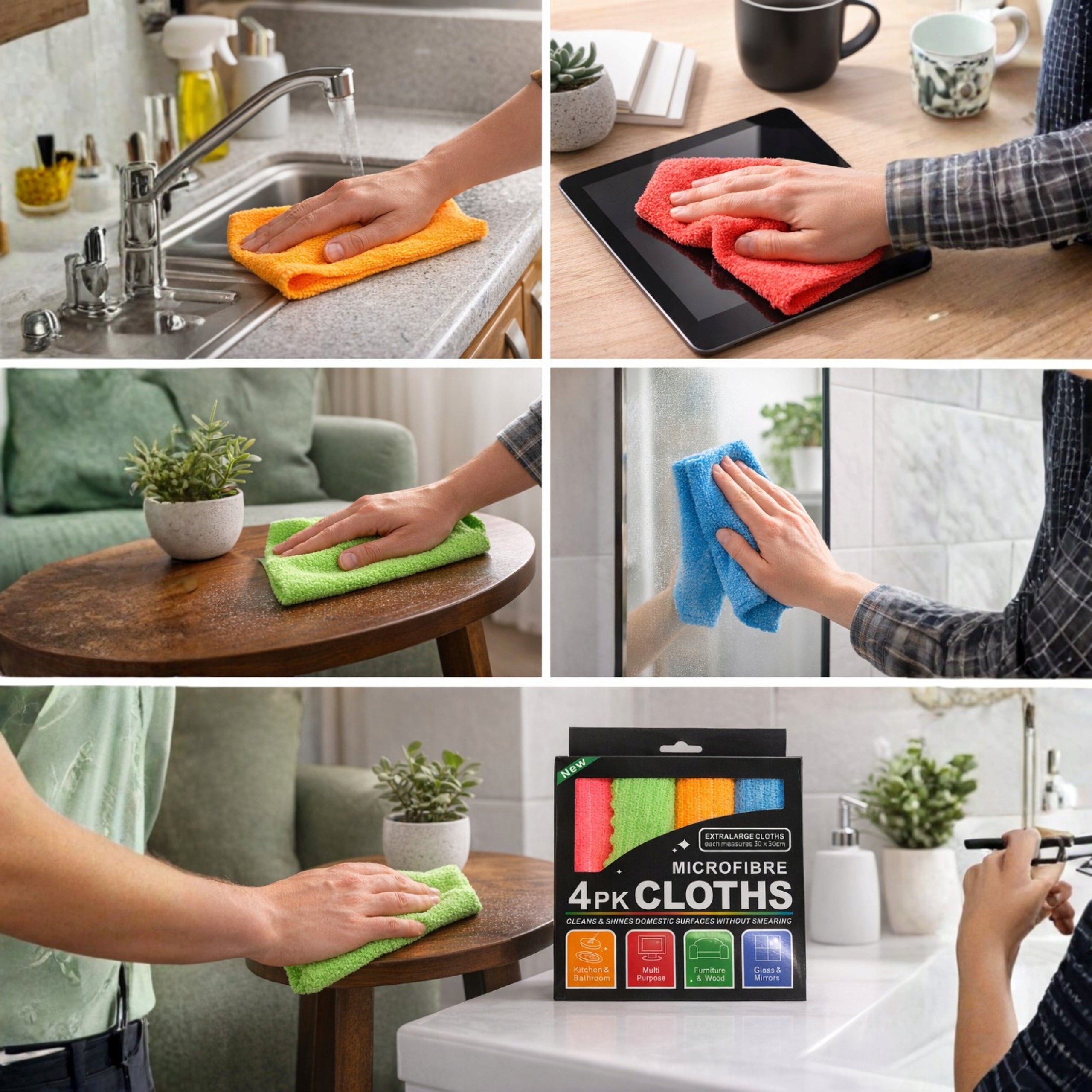 MICROFIBER CLOTH TOWEL MICROFIBER CLOTH 4pcs 30x30 FOR DRYING Packaging status original
