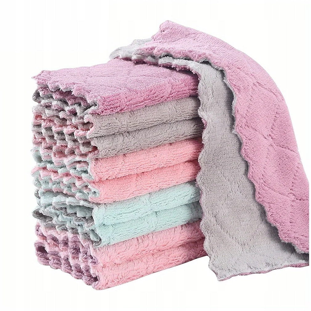 MICROFIBER CLOTHS 10PCS KITCHEN WASHABLE 25*25CM DUST CLOTH Packaging status original