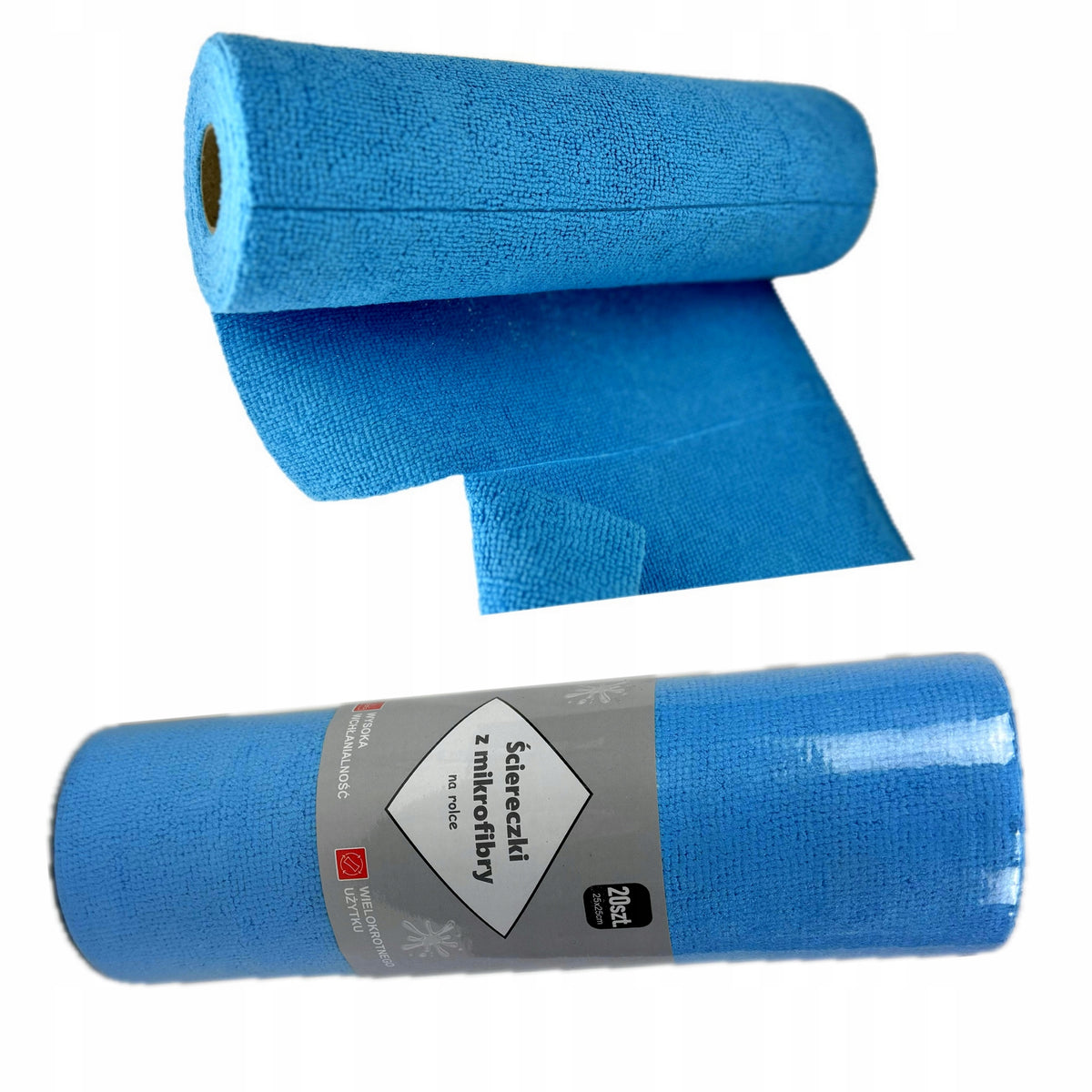 MICROFIBER CLOTHS ON ROLL 25x25cm/20PCS, REUSABLE