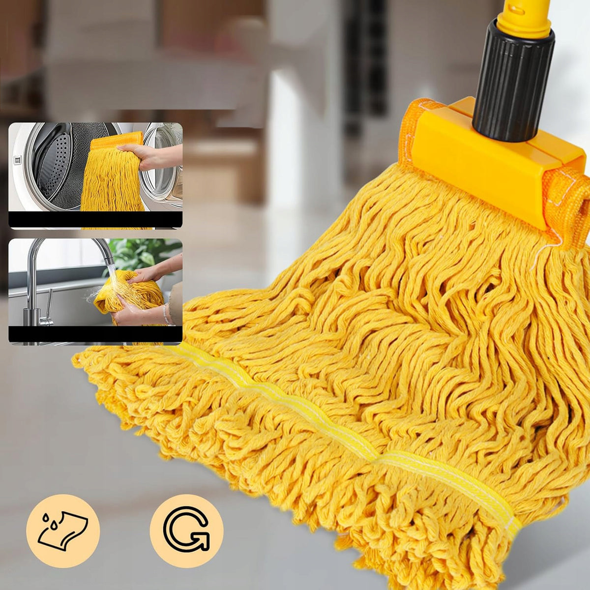 MICROFIBER FLAT MOP WITH 2 MOP HEADS SUPER ABSORBENT DETACHABLE FOR HOME EAN (GTIN) 0725970920577