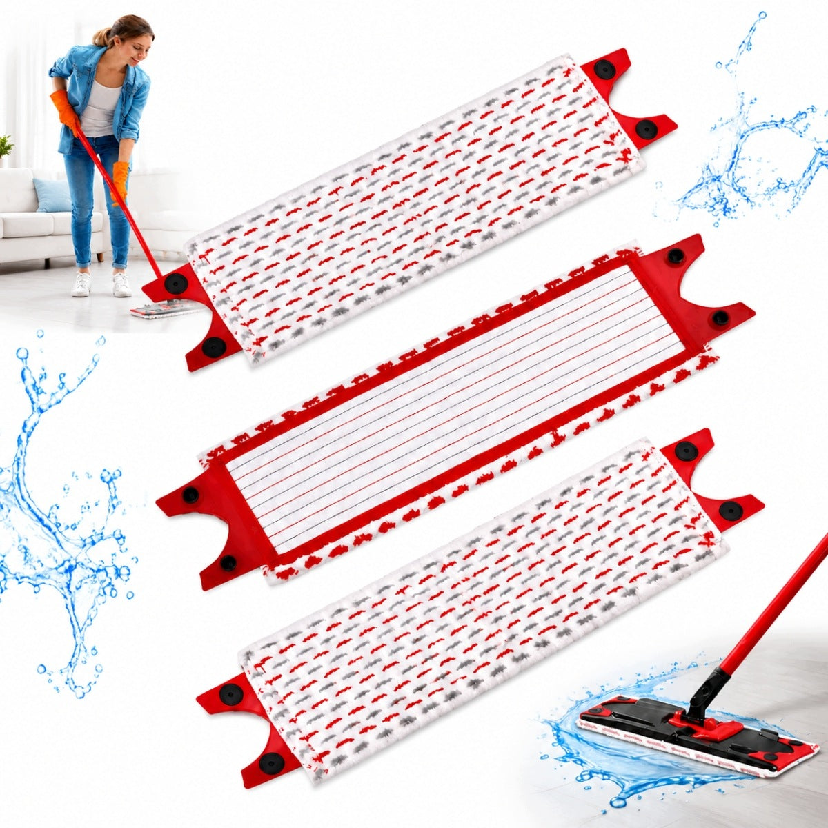 MICROFIBER MOP CARTRIDGE SET OF 3 WASHABLE CLEANING