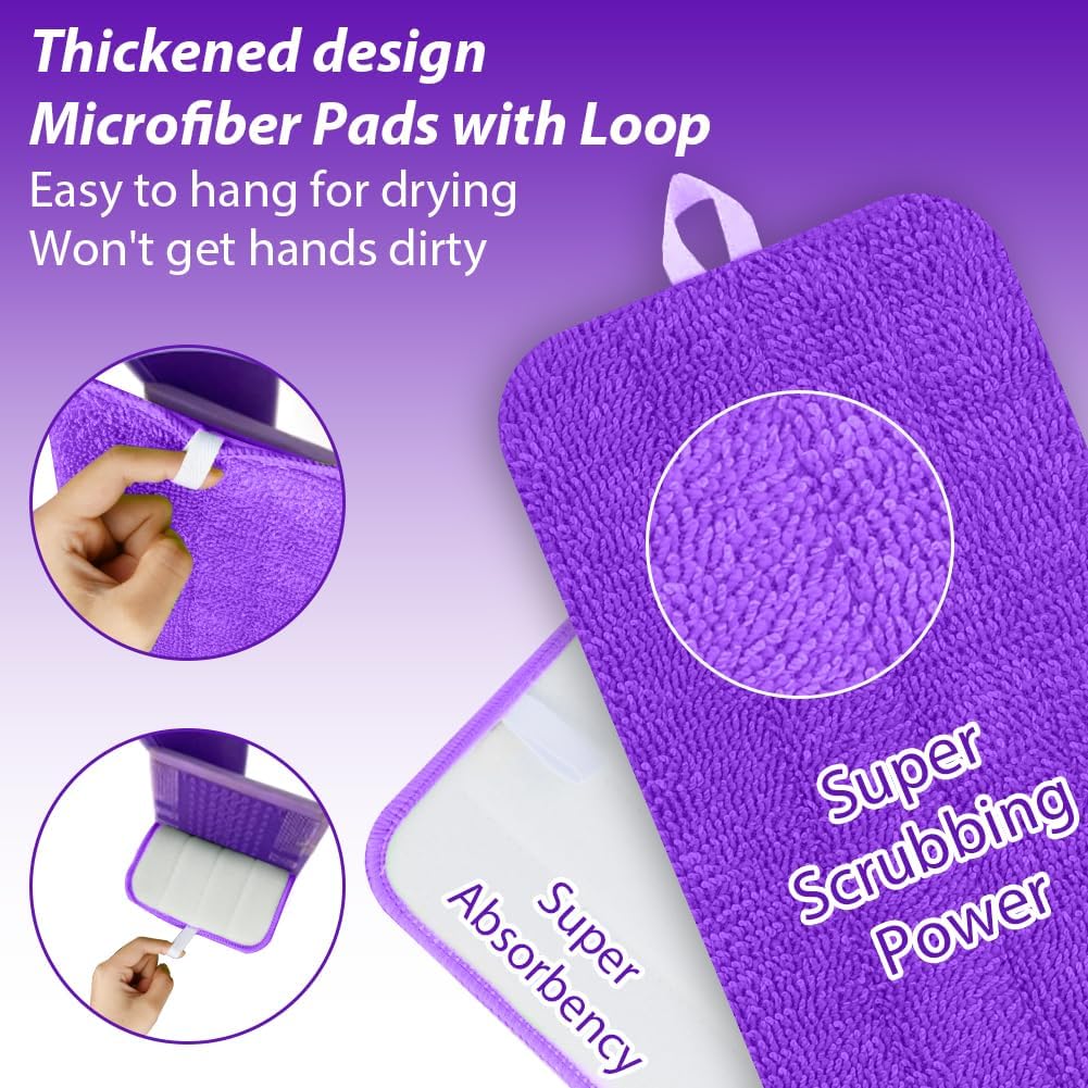 MICROFIBER MOP PADS 30,5X14 CM SET OF 6 PURPLE Manufacturer code PODKŁADKI MOPA MIKROFIBRA ZESTAW 6 SZTUK