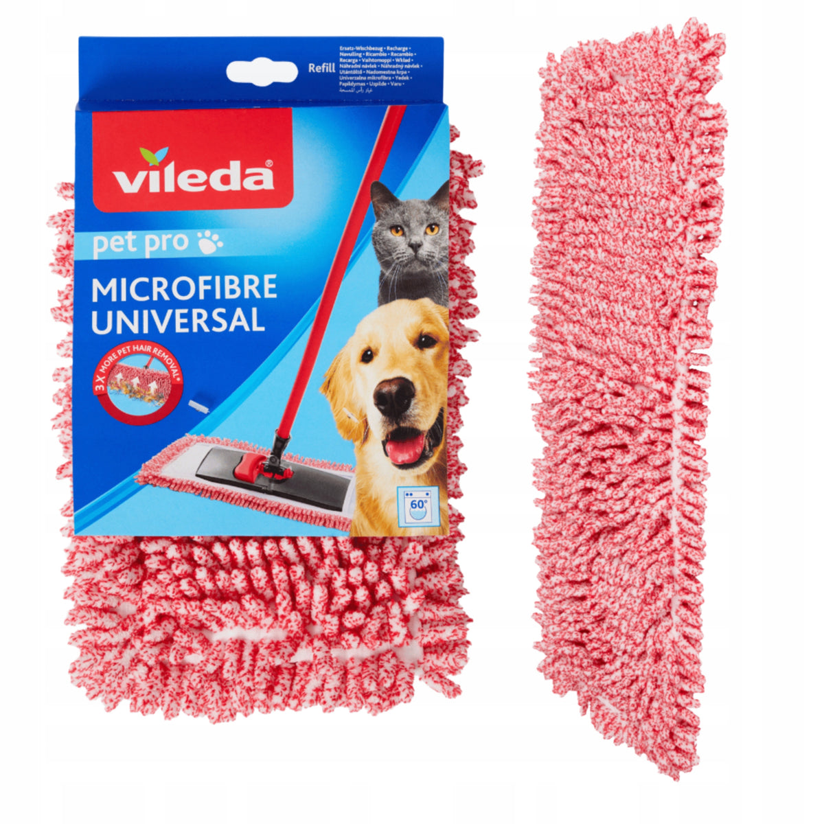 MICROFIBER Mop Cartridge FOR FLAT MOP VILEDA PET PRO REMOVES HAIR