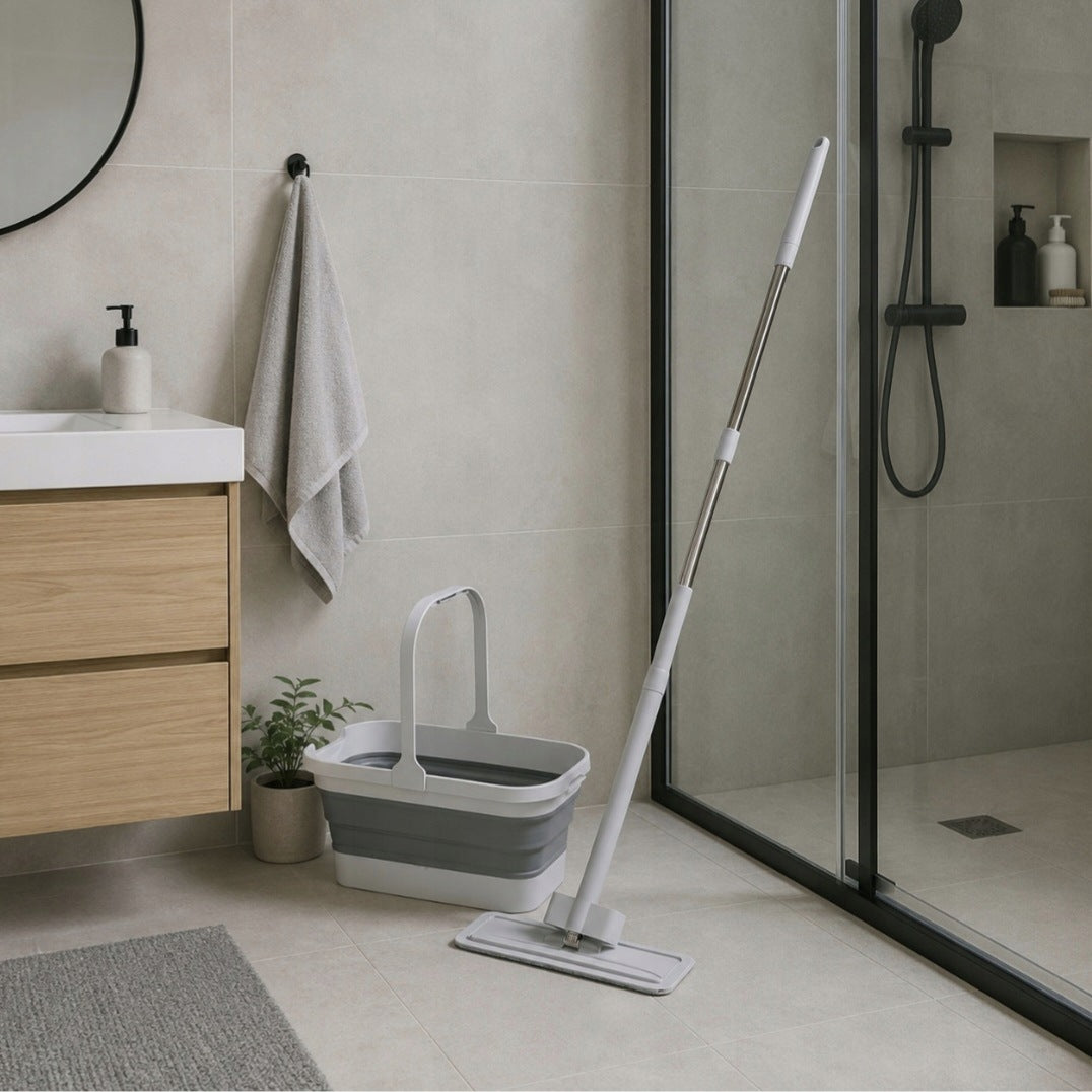 MICROFIBER ROTARY FLAT MOP SET WITH FOLDING BATHTUB BUCKET Manufacturer code Mop ze składanym wiaderkiem 2 części 142 cm