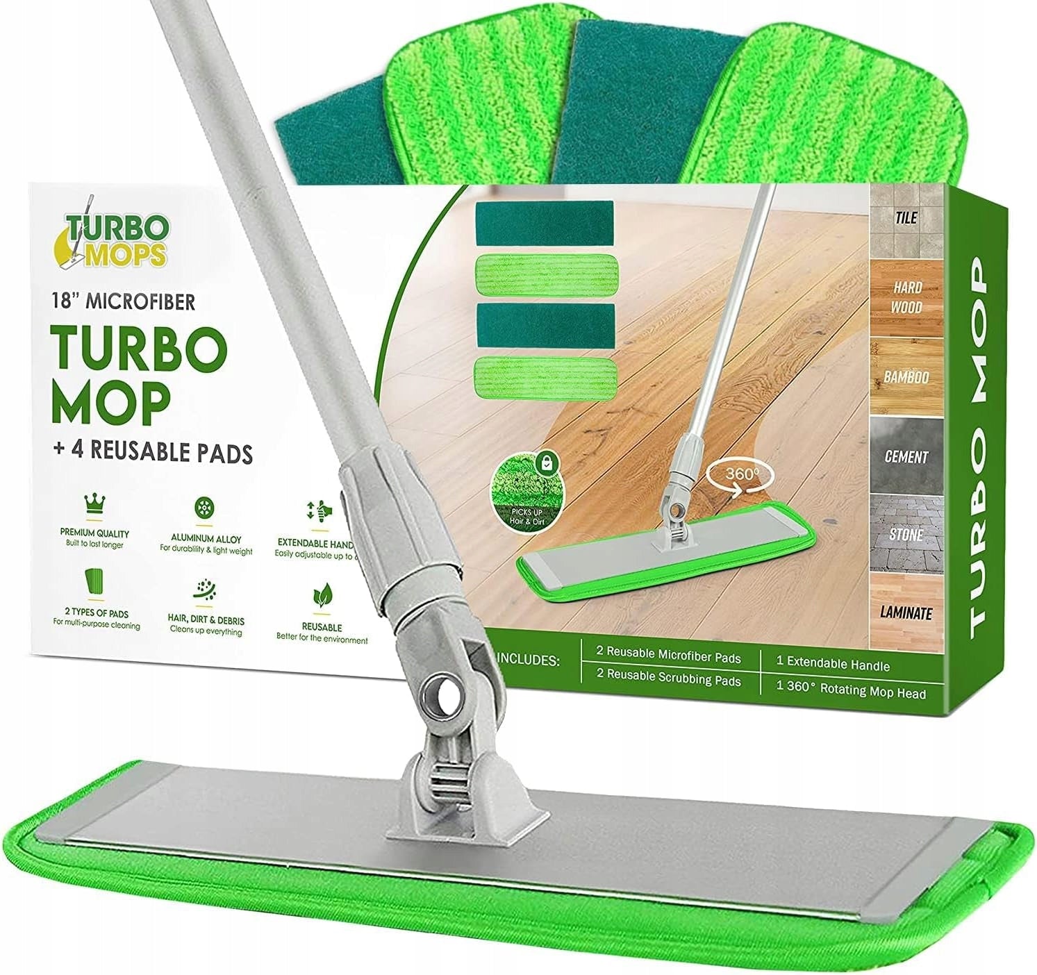 MICROFIBER TELESCOPIC FLAKE MOP 4 CARTRIDGES