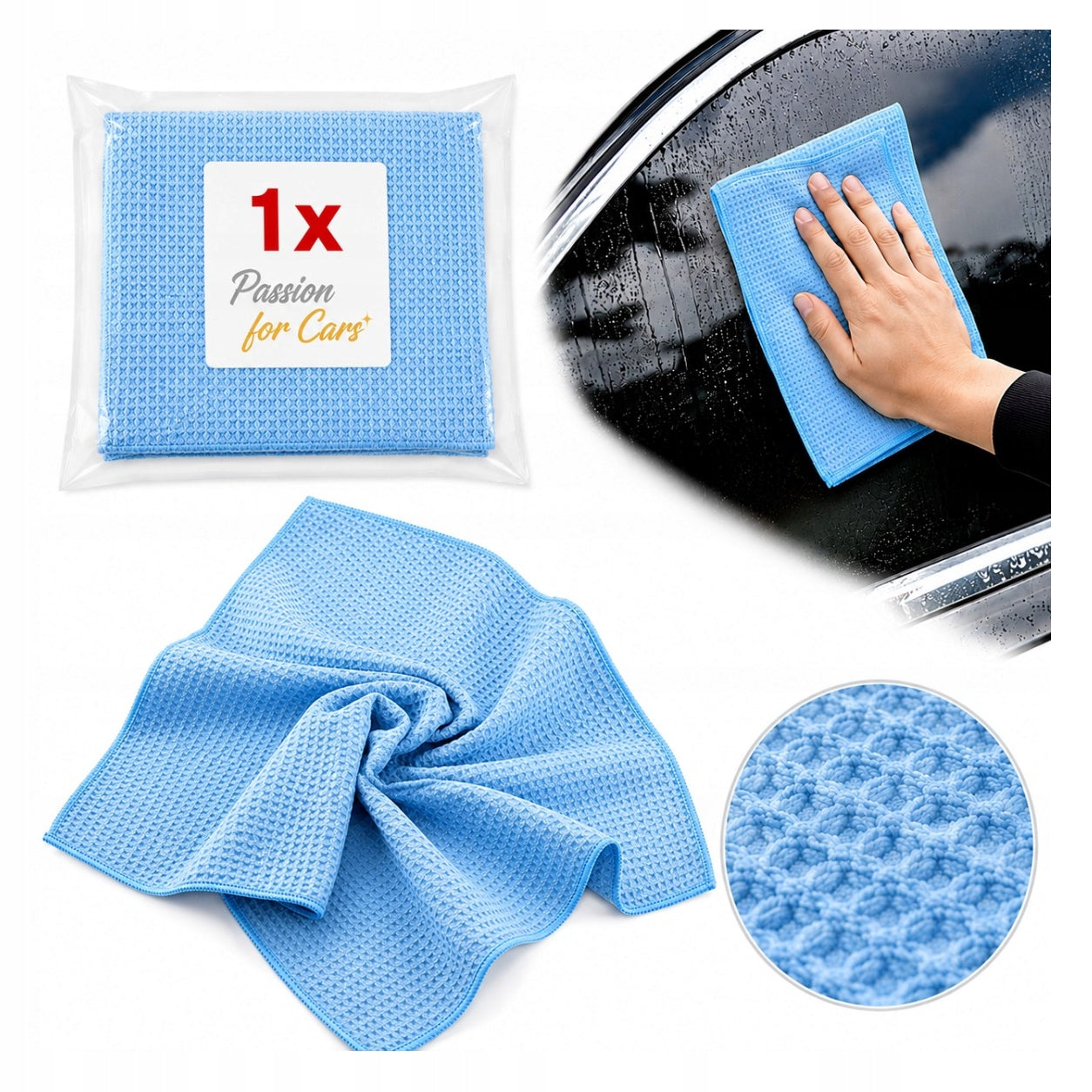 MICROFIBER WAFER Streakless Car Window Cloth 40x40 cm 400 gsm