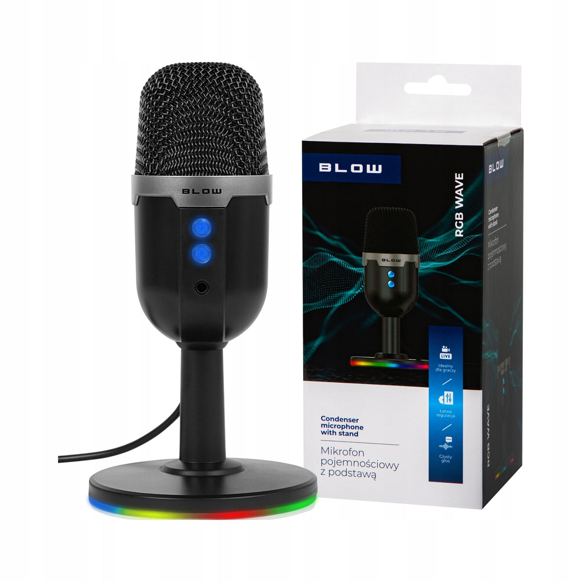 MICROPHONE FOR COMPUTER CONDENSER GAMING STUDIO KARAOKE USB LED RGB