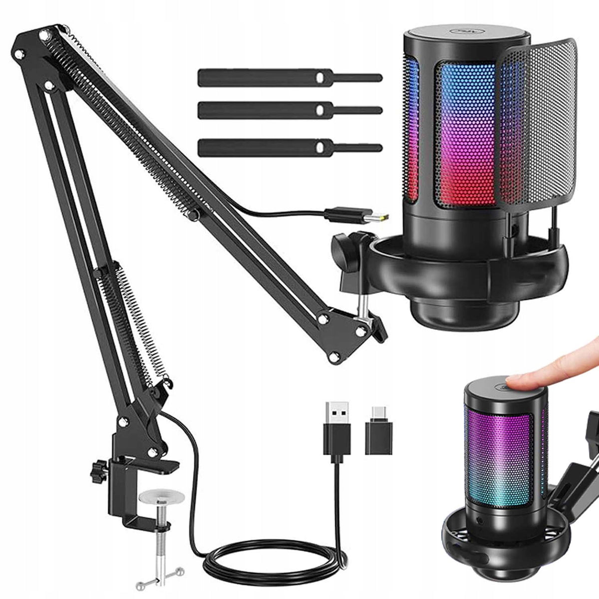 MICROPHONE FOR COMPUTER WITH BOOM STAND HEADPHONE JACK 3,5 MM
