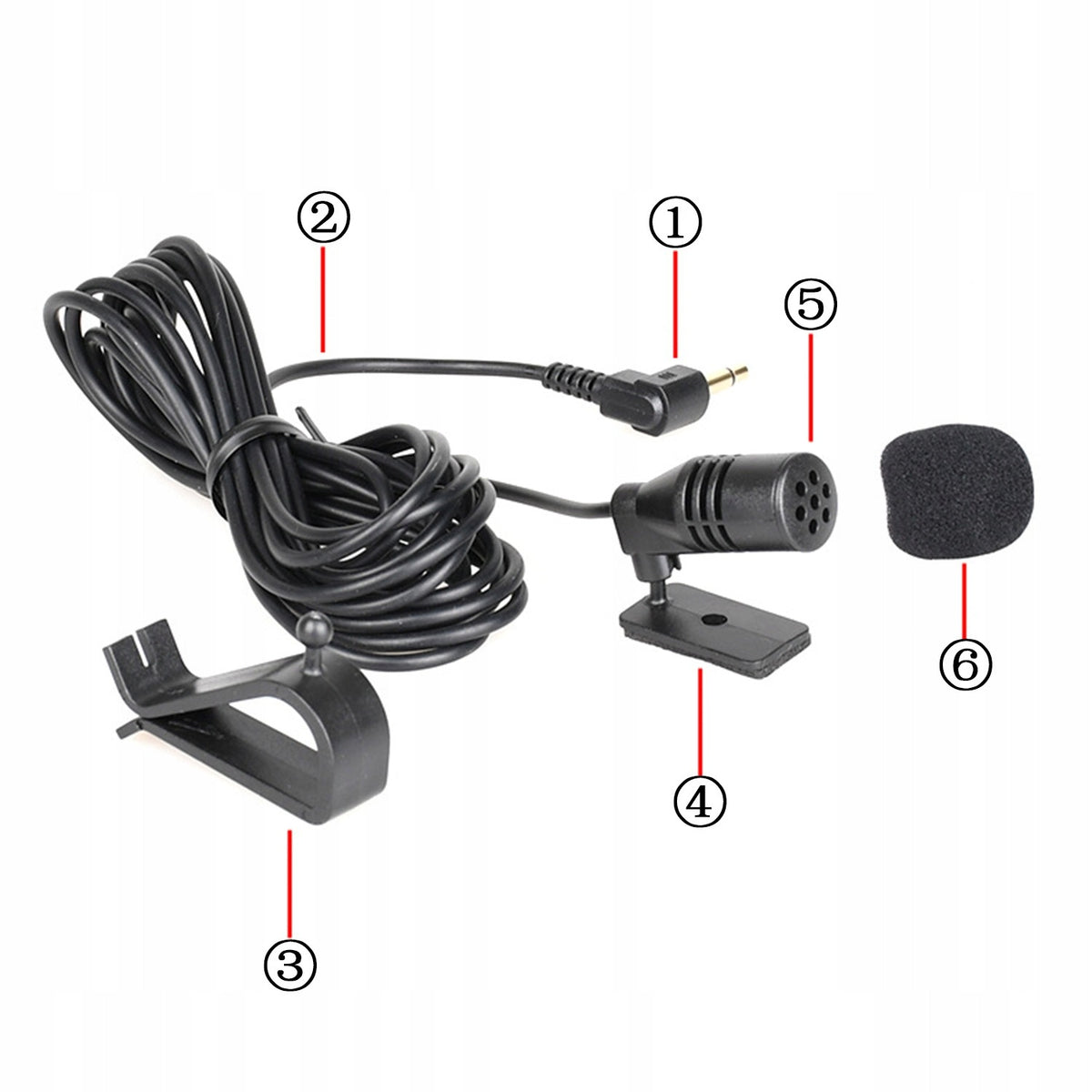 MICROPHONE FOR RADIO/GPS/DVD CAR WITH CLIP/TAPE PLUG 2,5mm CABLE 3 m Manufacturer code 0760654963600