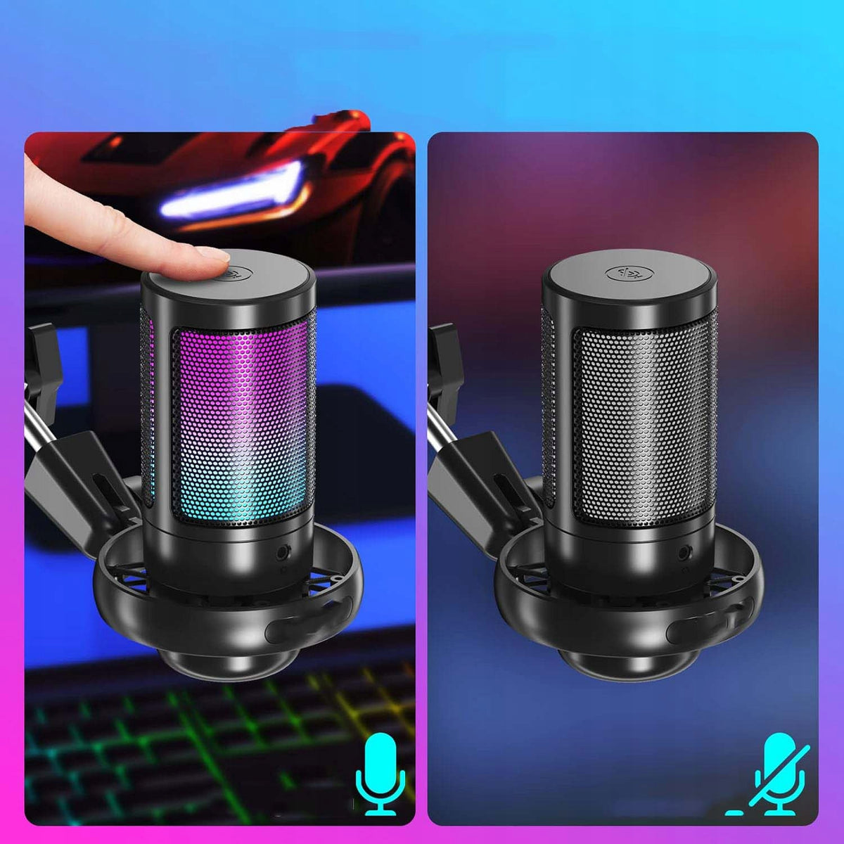 MICROPHONE WITH RGB BOOM LIGHT EFFECT WITH NOISE REDUCTION AND BRACKET Manufacturer code MIKROFON DO KOMPUTERA