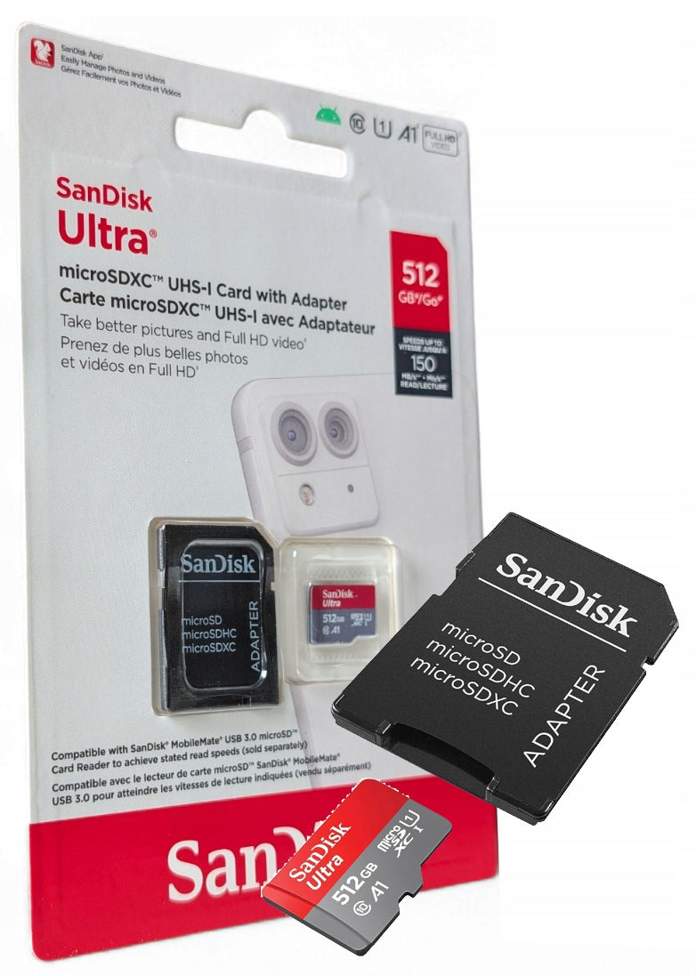MICROSDXC MEMORY CARD SANDISK ULTRA 512GB 150MB/S UHS-I A1 U1 C10 ADAPTER