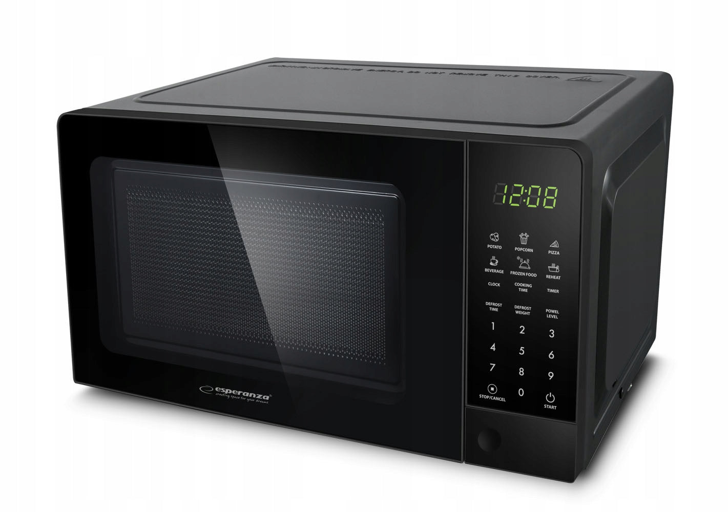 MICROWAVE OVEN Powerful MICROWAVE 20L 1100W 6 programs BLACK LED Packaging status original